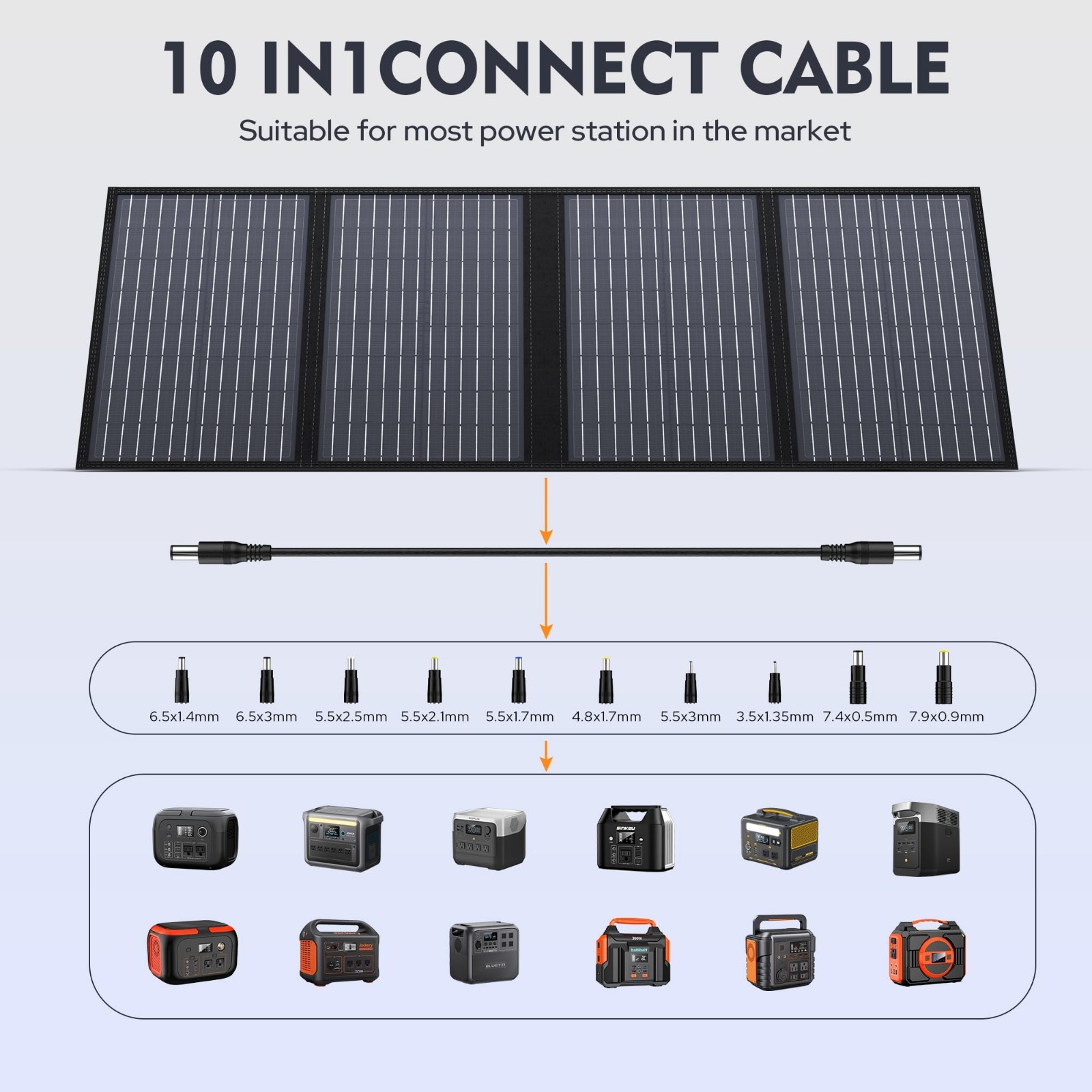 60W Foldable Solar Panel Charger – 18V DC Outlet for Portable Power Stations, QC