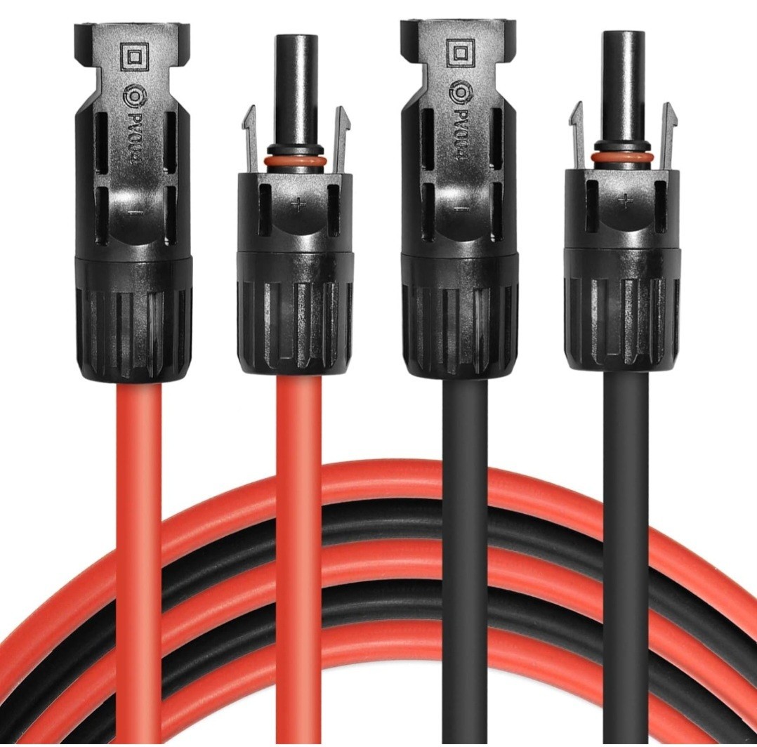 10 AWG Solar Panel Extension Cable PV Wire Solar Connector Pair Black & Red 6mm²