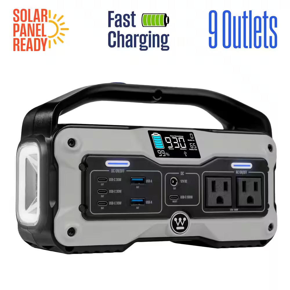 400-Watt Lithium-Ion Portable Power Station with LED Display and Flashlight