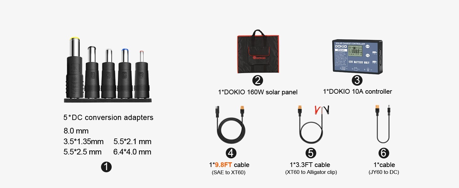 160W 18V Portable Foldable Solar Panel Kit with USB Output for RV – 12V Station