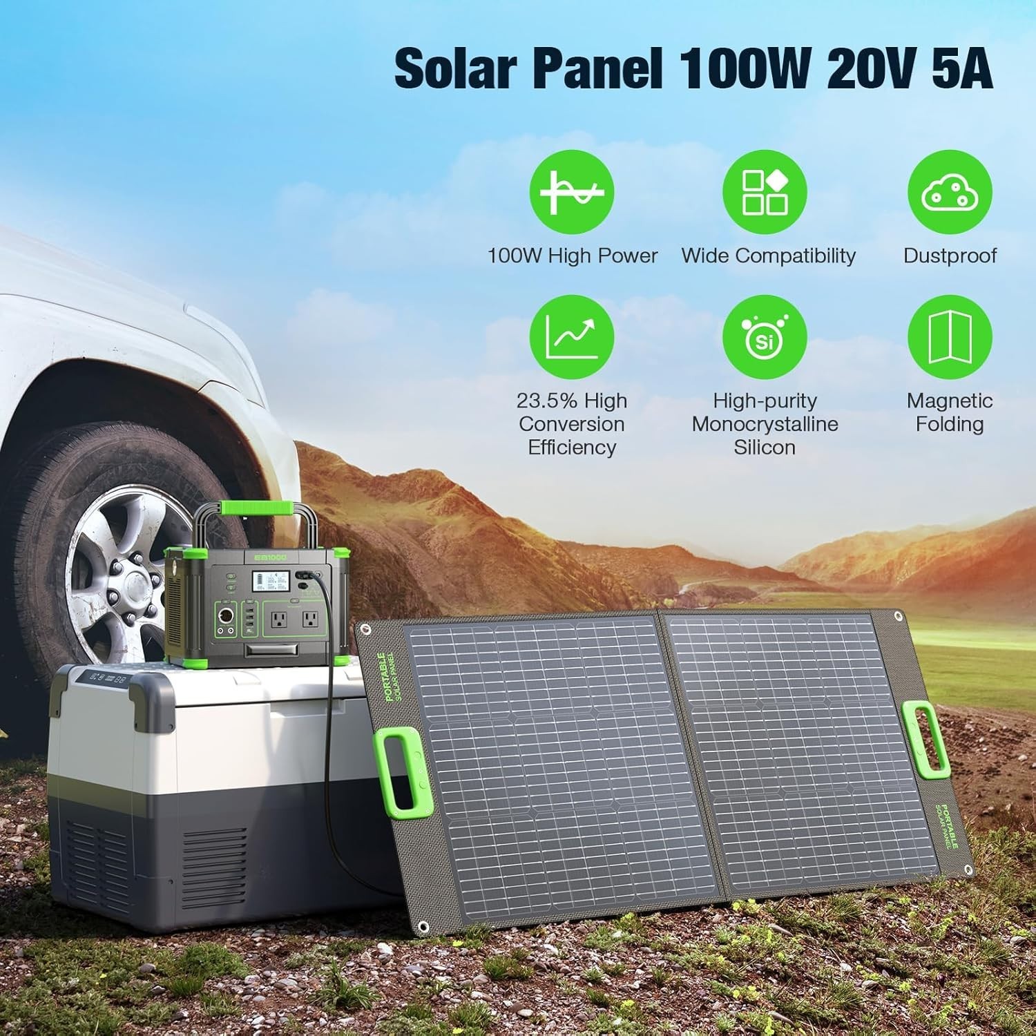 High-Efficiency 100W Solar Cell for Van RV Trip