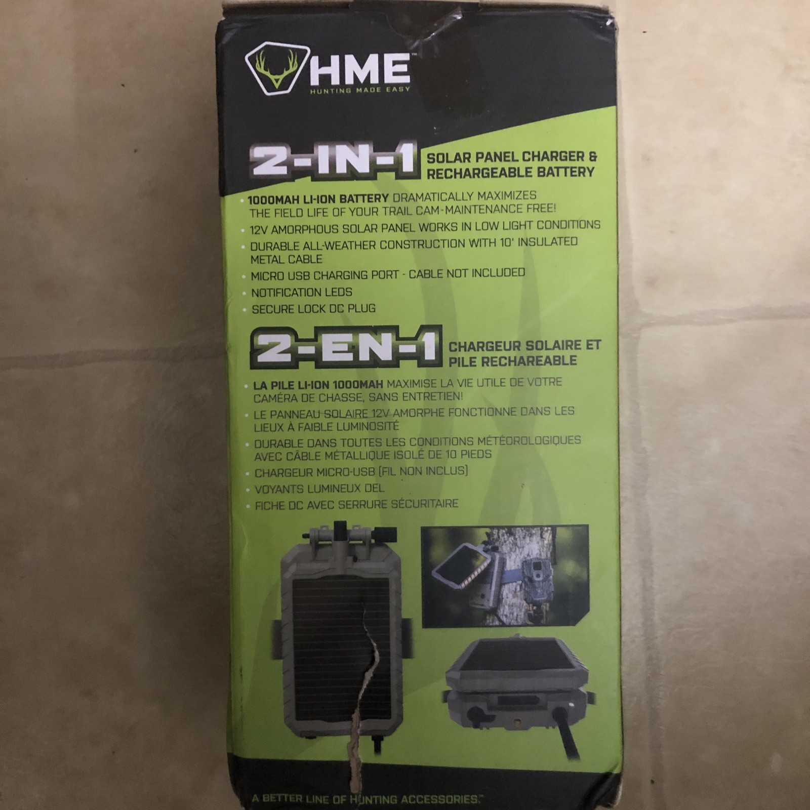 HME SOL-PACK Cellular Trail Camera Solar Power Panel , 1000 mah