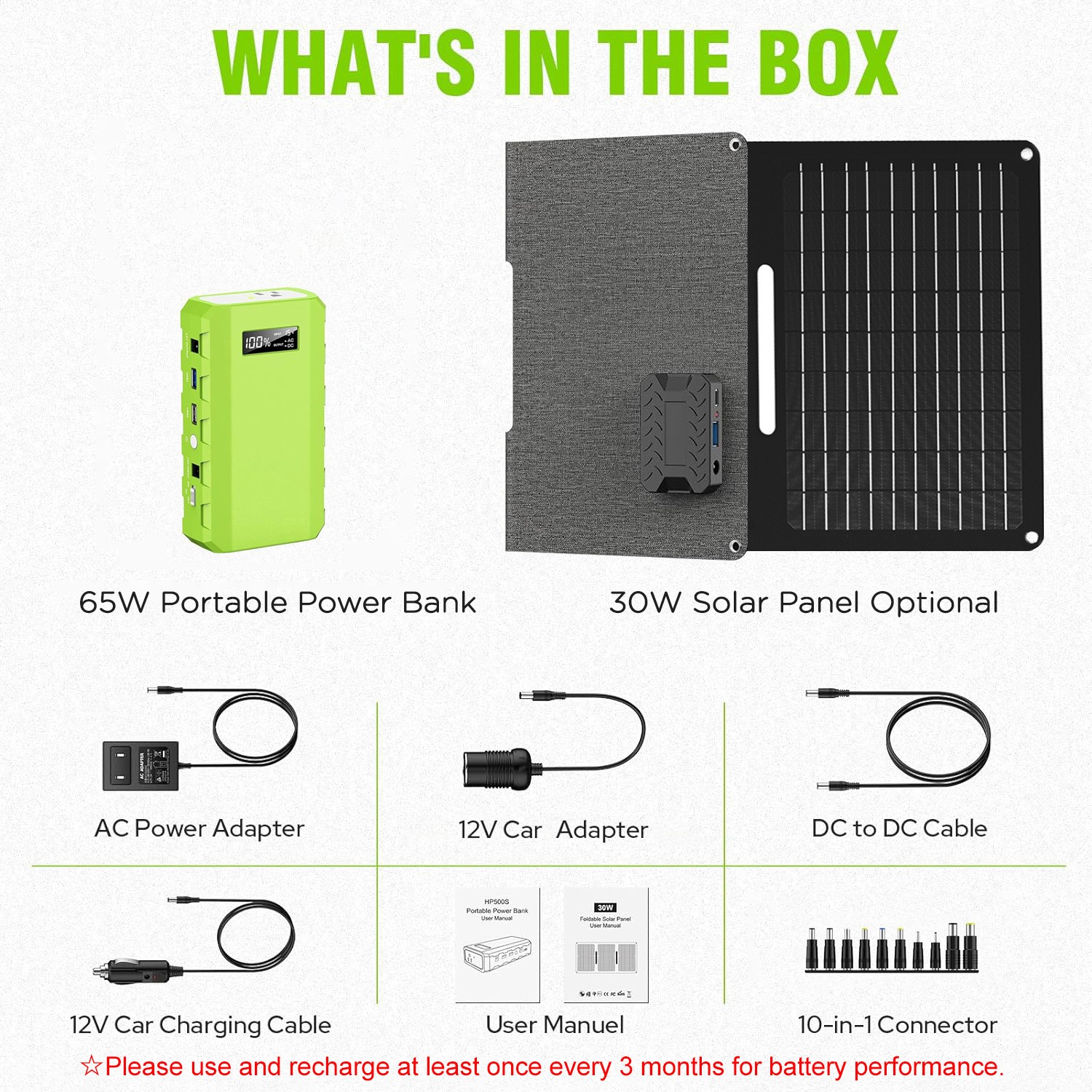 Portable Power Bank Mini Solar Generator with 30W Solar Panel Kit for Camping