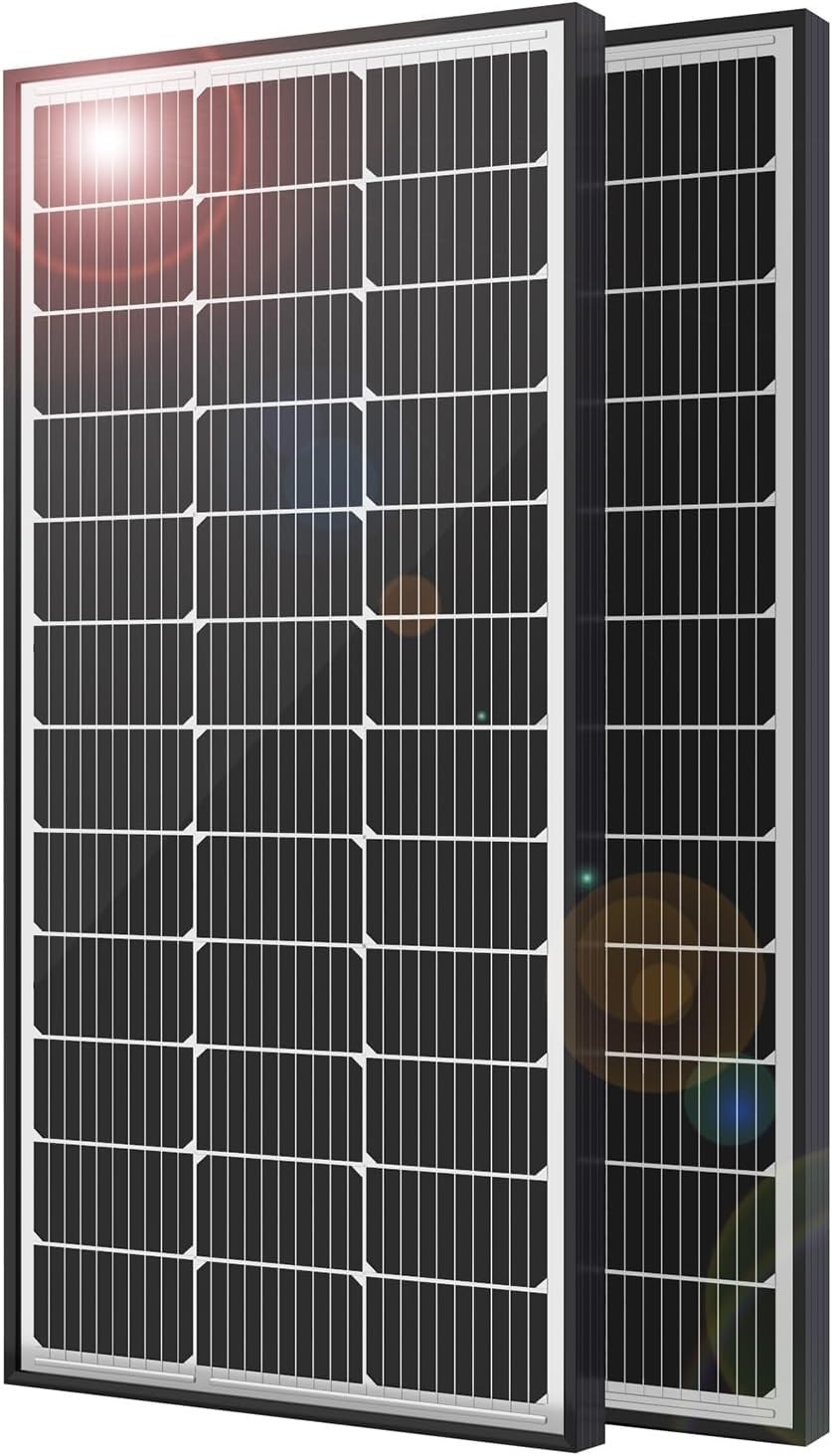 200 Watt Solar Panels, 10BB Monocrystalline 12V 2PCS 100W Solar Panel, 23% Hi…
