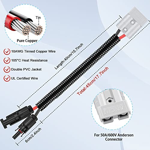 10AWG Solar Panel Connector Cable, Compatible with Solar Connecter and
