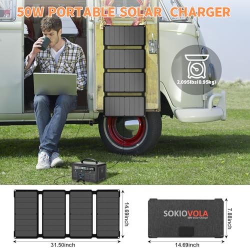 Upgraded Foldable Solar Panels 50W Portable Solar Panel 50W – Silver Grey