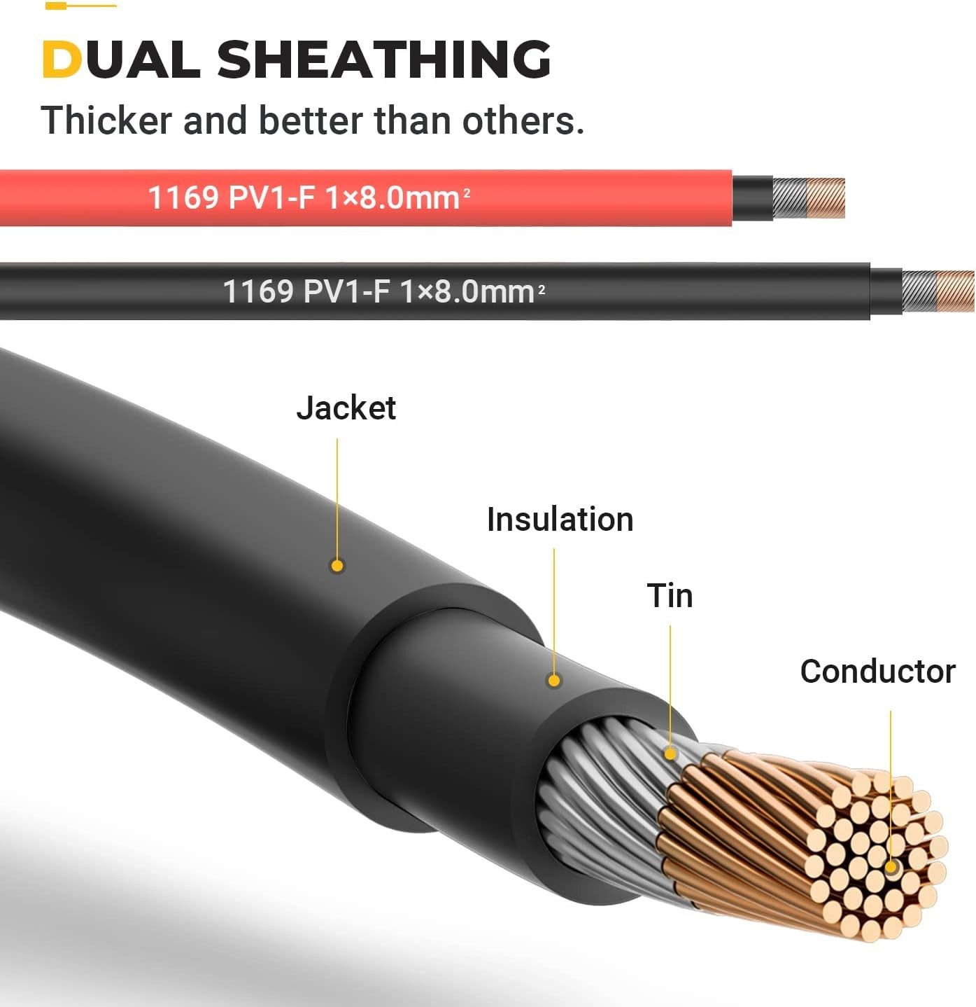 10AWG Solar Extension Cable,10 Feet, Male-Female Connectors