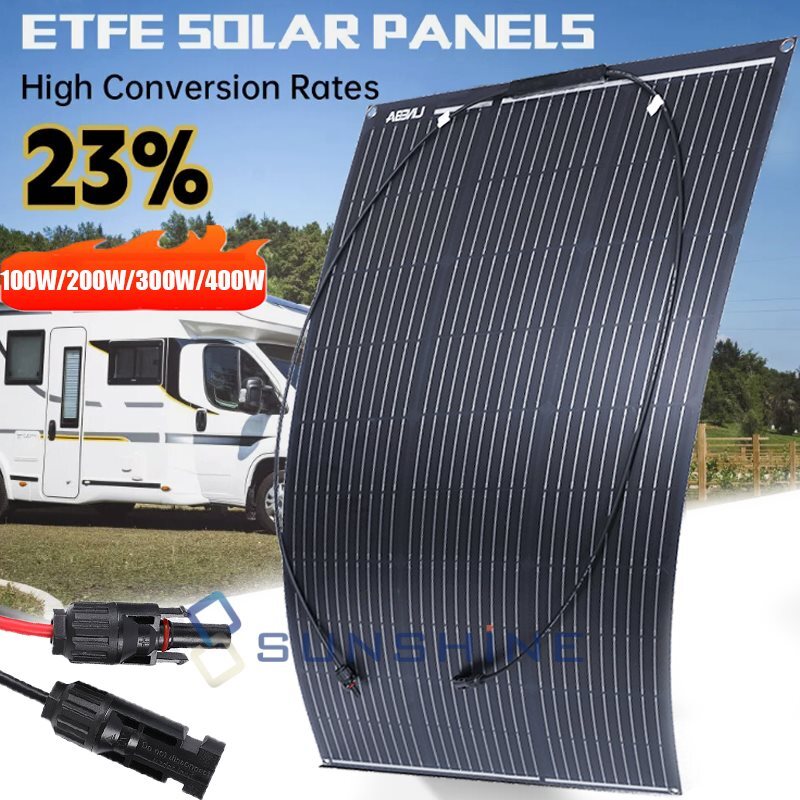 400W 200W 100W Flexible Mono Solar Panel 18V Large Size for RV Camping Home Boat