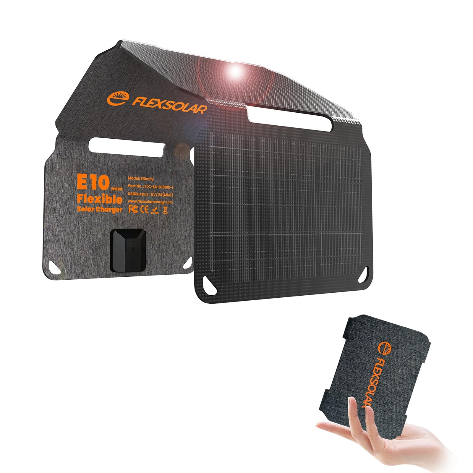 FlexSolar 10W Foldable Solar Chargers 5V USB Small Power Emergency Portable 4…
