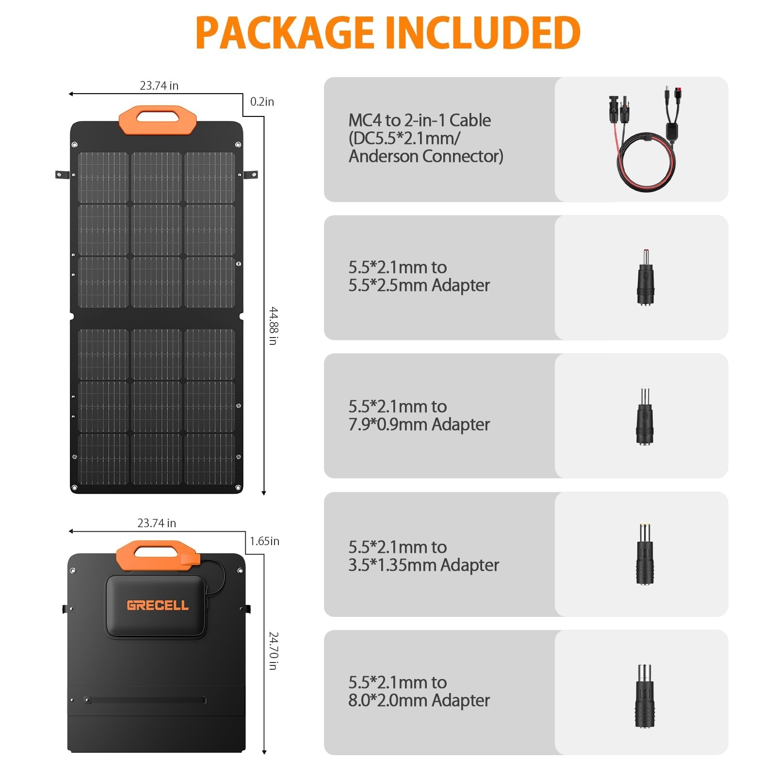 GRECELL Solar Panel 100W for Power Station Portable Solar Panel with MC-4 Fas…