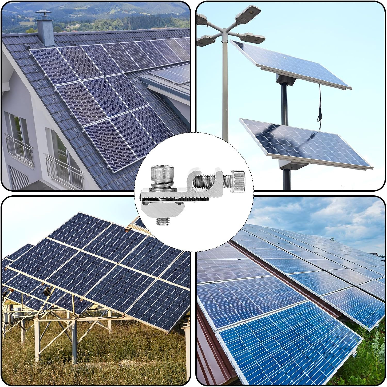 16 Pcs Solar Panel Grounding Lugs, Stainless Steel, Silver, MOUNT BRACKET