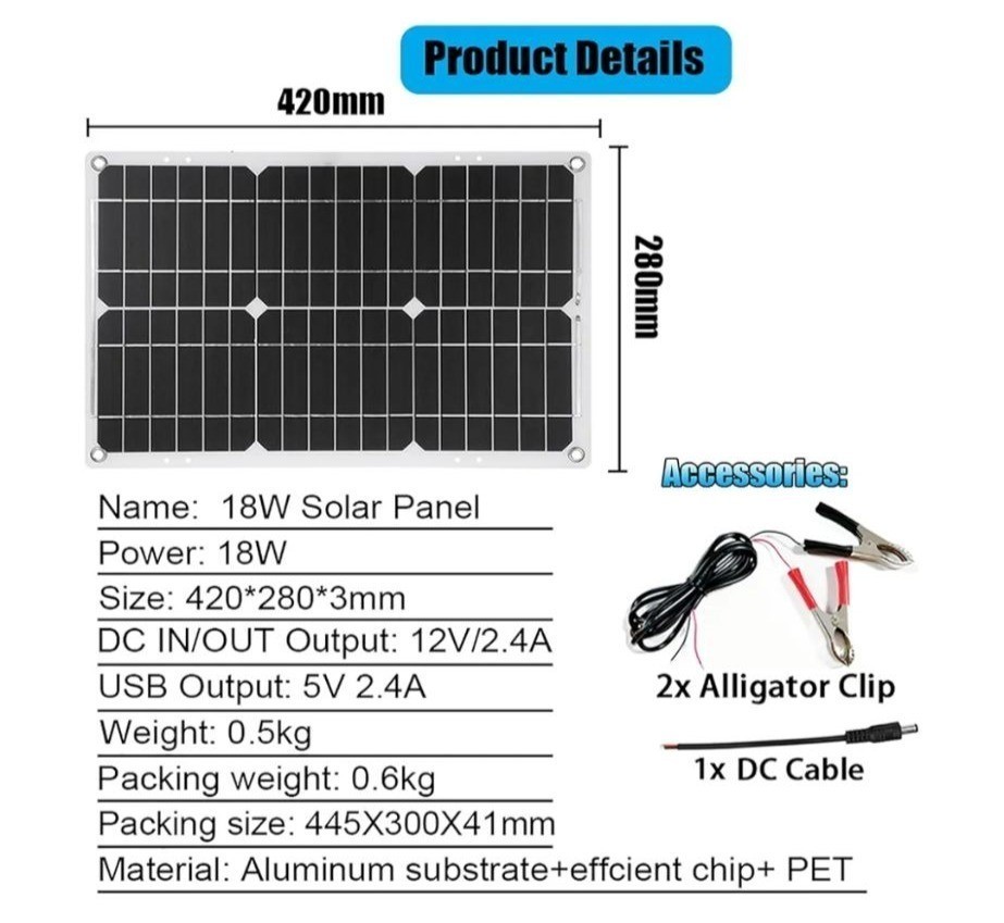 Solar Inverter Kit 18W Solar Panel 6000W Car Power Inverter LCD 30A Solar Charge