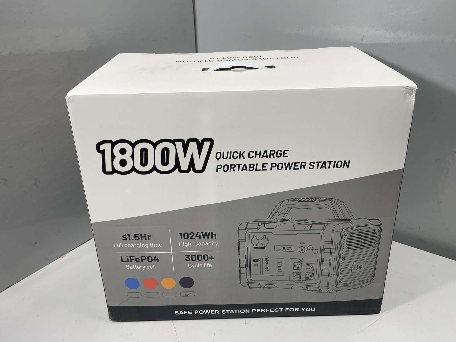 Portable Power Station 1800W/3600W Surge 1024Wh LiFePO4 Solar Generator – Black
