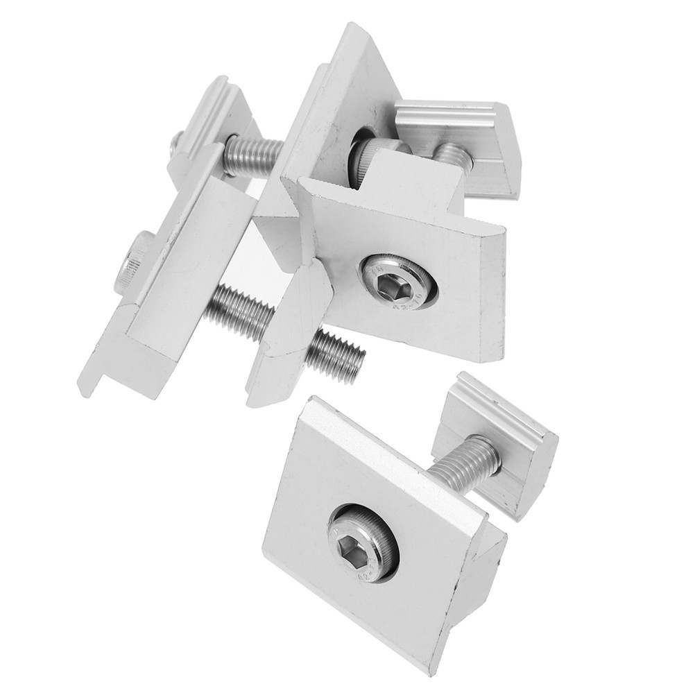 4Pcs Aluminum Solar Panel Mid Clamps Durable Metal Mounting Hardware Silver