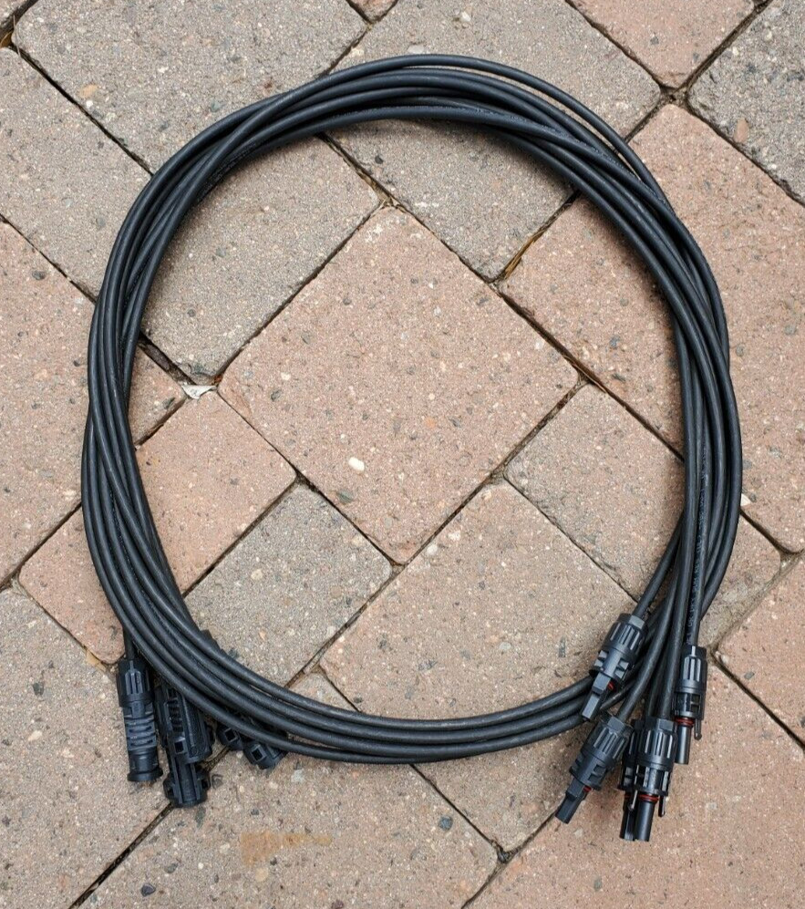 MC4 Solar Extension Cables 6ft Male to Female 10AWG PV Wire – Lot of 10 CABLES