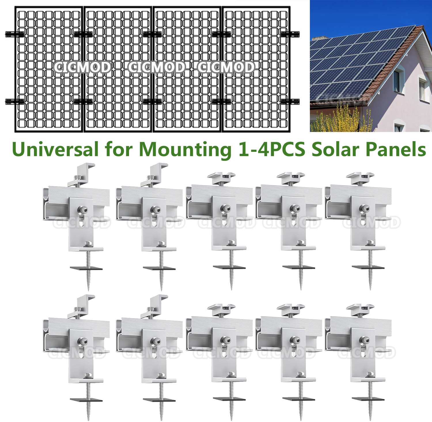 Roof Adjustable Solar Panel Mounting Brackets Clamps Kit for 1-4PCS Solar Panels