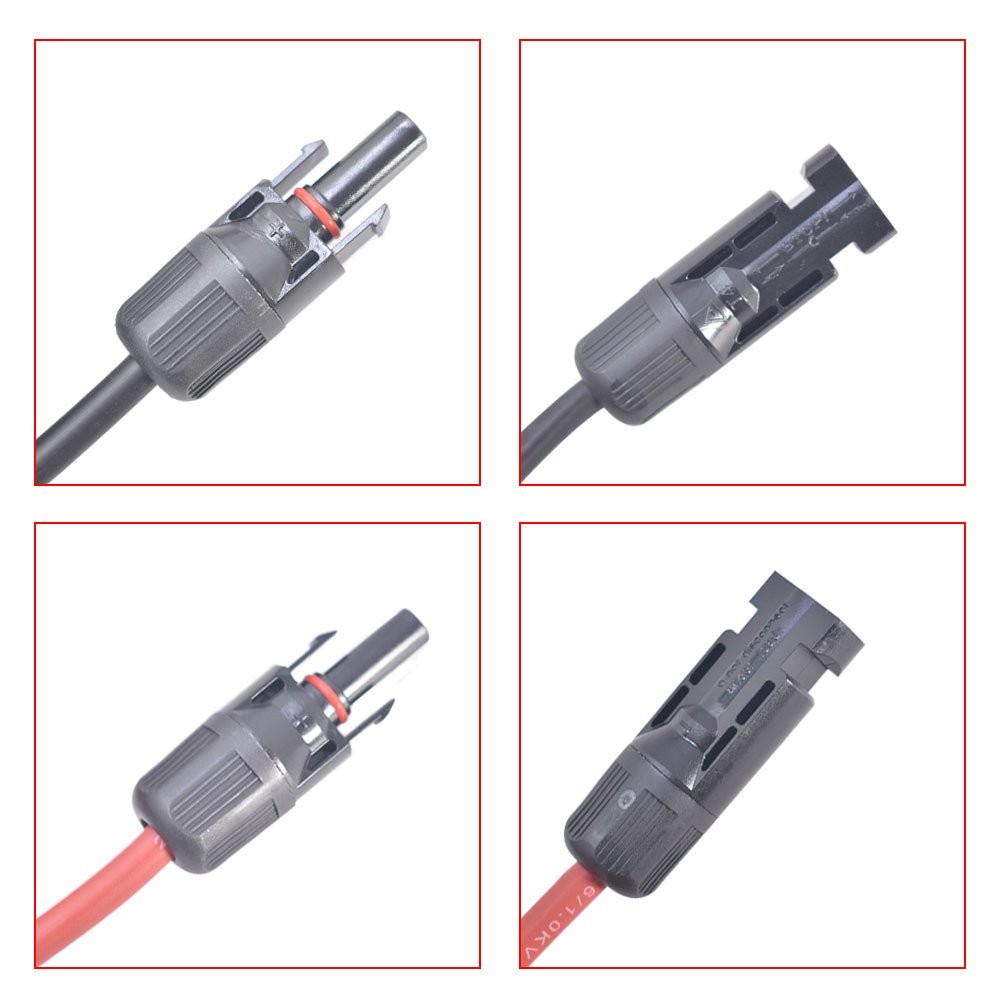 12/10 AWG 1 Pair Black + Red Solar Panel Extension Cable Wire Connector