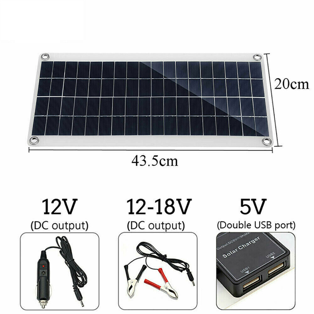 50W 80W 100W Solar Panel Kit 12V 30A Battery Charger Controller for Caravan Boat