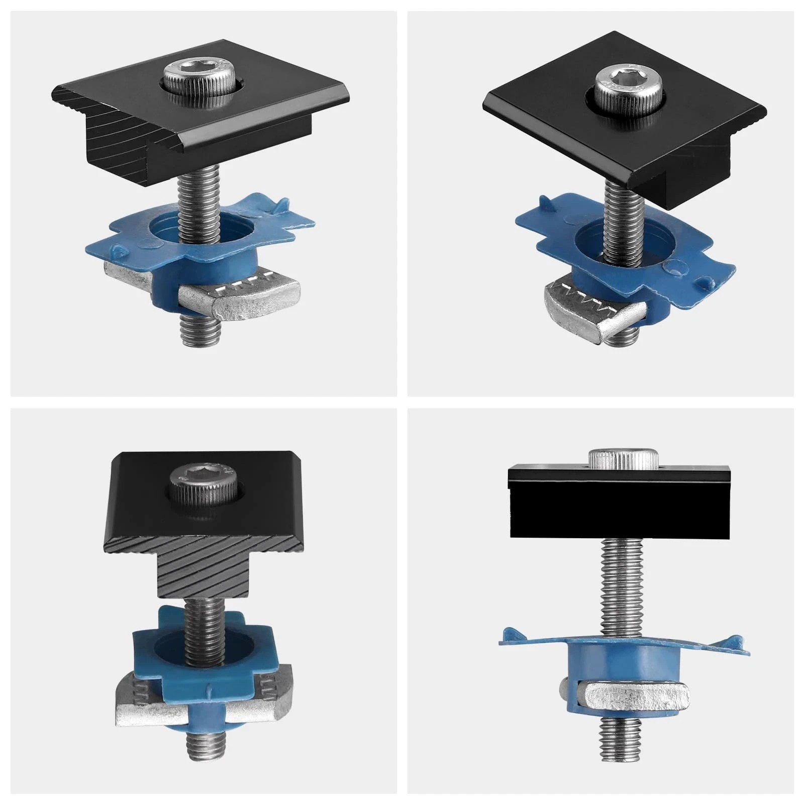 10pcs Solar Mid Clamps for Unistrut, 30/35mm Aluminum Mounting Brackets Black