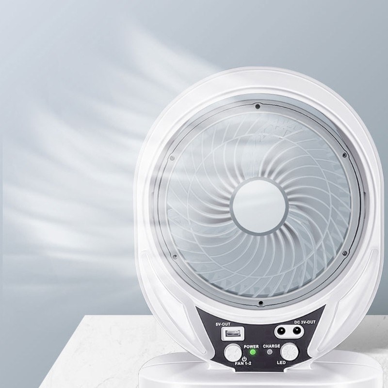 Transportable Double Power Desk Fan Solar Charging Constructed In LED Light