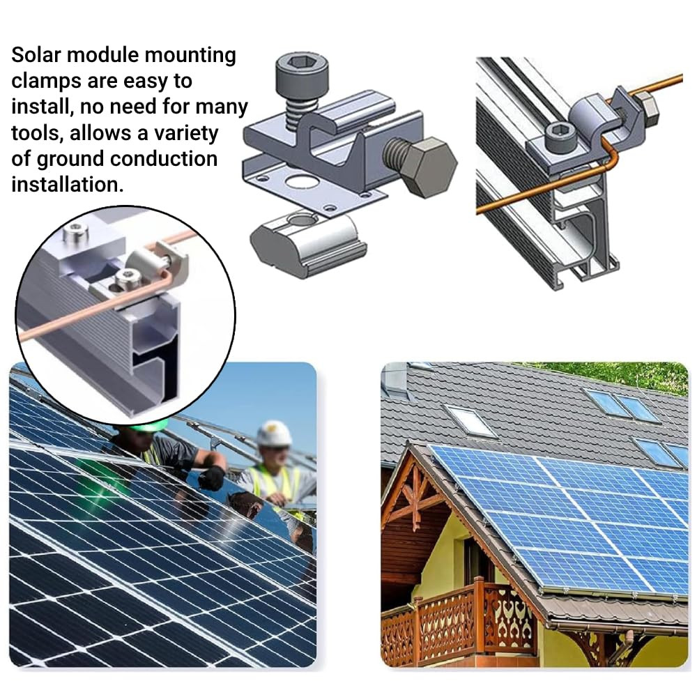 10PCS Solar Mounting System Grounding Clip Lug Bracket Clamps Photovoltaic Suppo