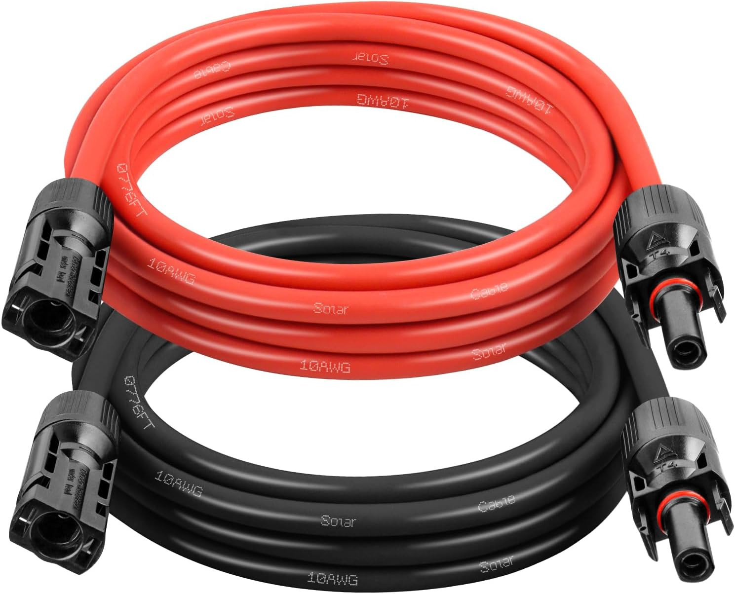 10AWG Solar Extension Cable 5FT – 2 Pack Red & Black PV Wire with Solar Connecto