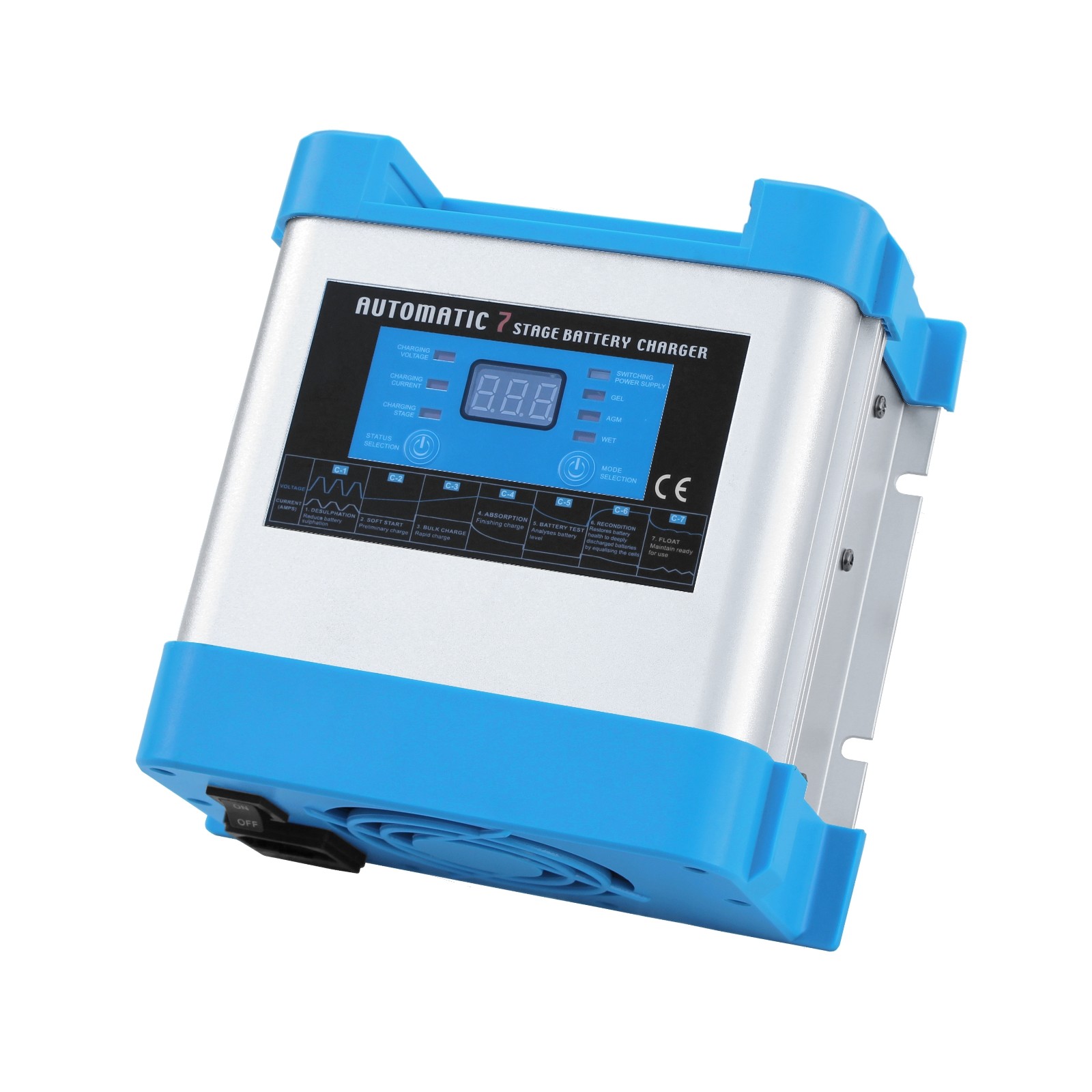 20A 12V Intelligent Automatic Multi-stage Mains Battery Charger with LCD display