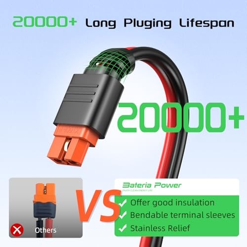 10AWG XT60i Connector Cable, 10 Gauge 25FT Solar to 1PCS 10AWG 25FT Black&Red