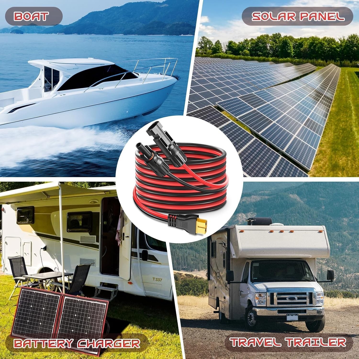 Ultra-Durable 10FT XT60 Cable – 30A High-Efficiency Solar Charging Solution