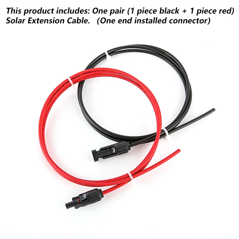 PV Wire Cable 2.5/4/6mm² 10-14AWG Black+Red with Male Female Panel Connectors