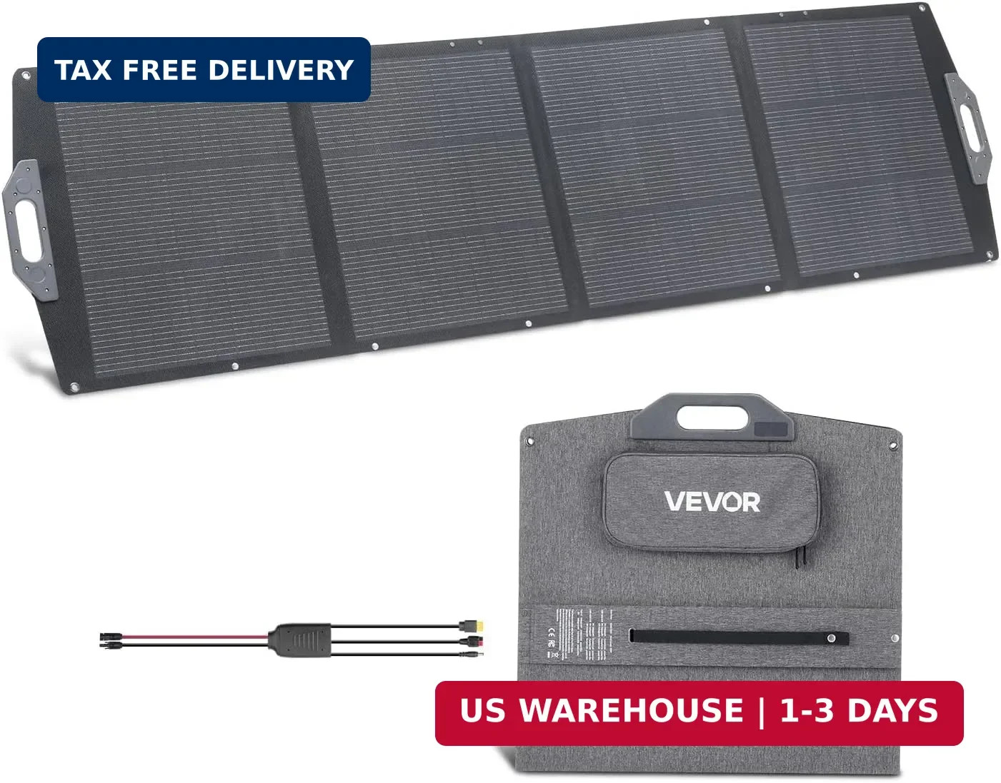 VEVOR 200W Foldable Solar Panel, 24% High-Efficiency Portable Monocrystalline So