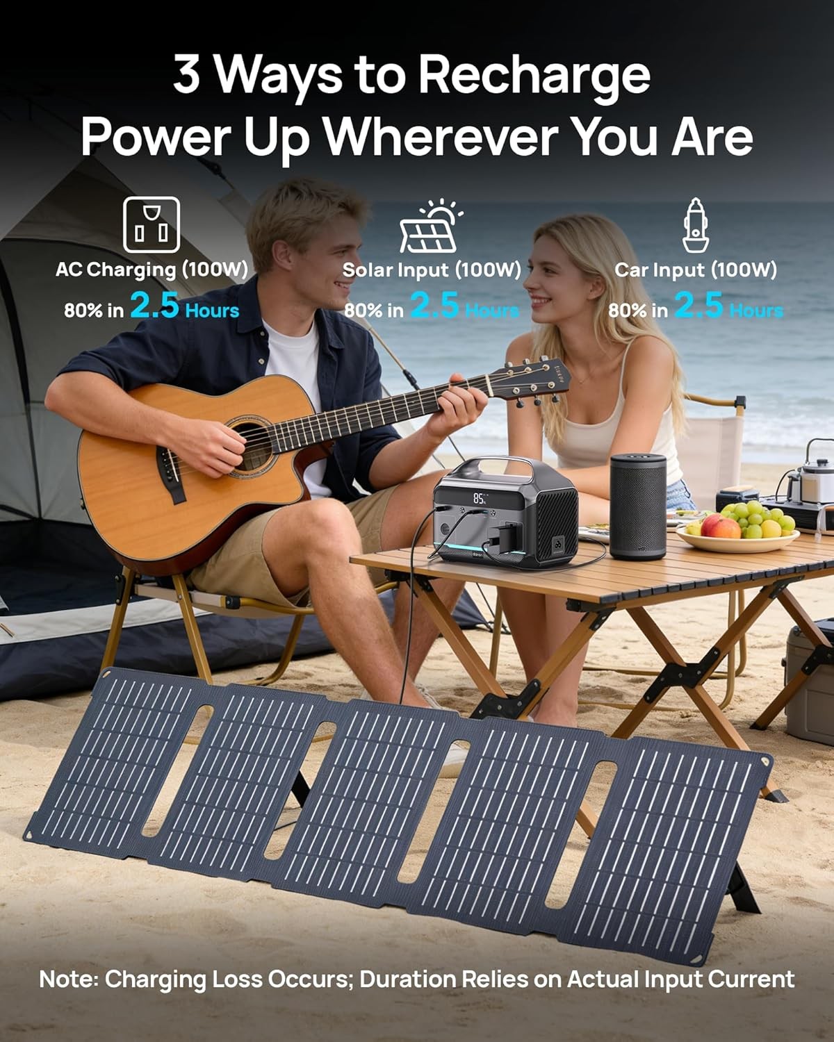 “288Wh Portable Power Station 600W Solar Generator w/ 60W Panel LiFePO4”