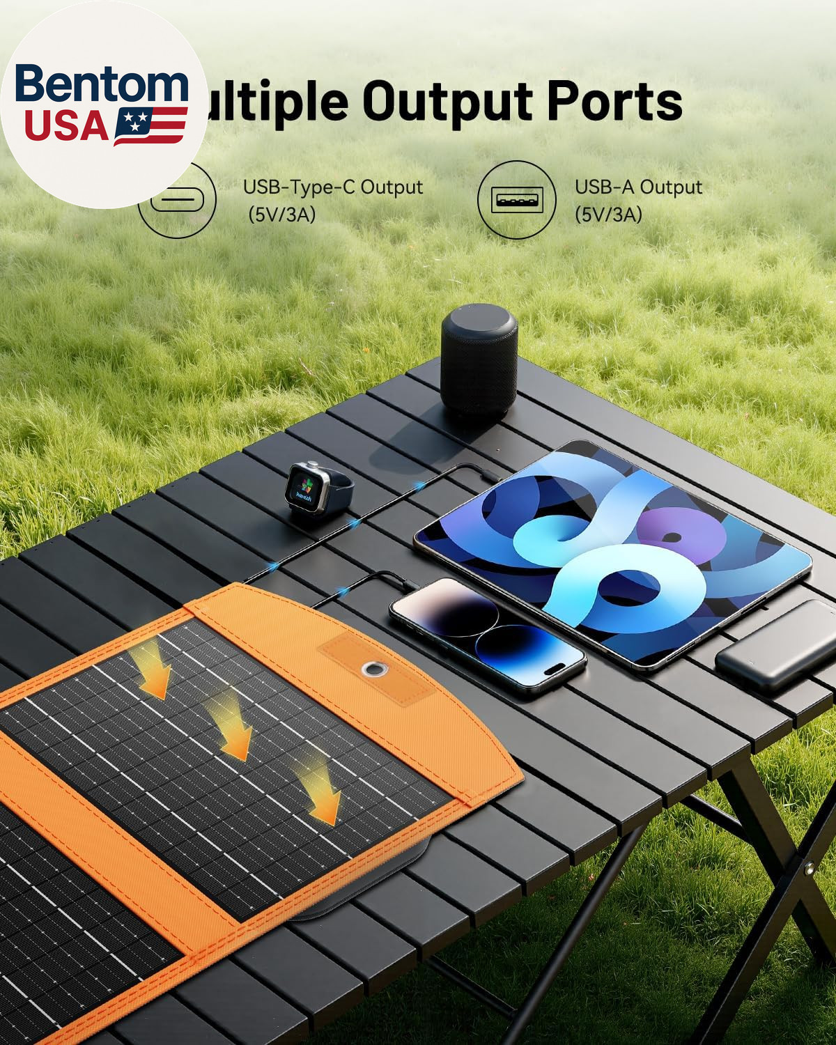 Solar Panels 30W Portable Foldable Solar Charger with 5V USB-A and USB-C Fast Ch