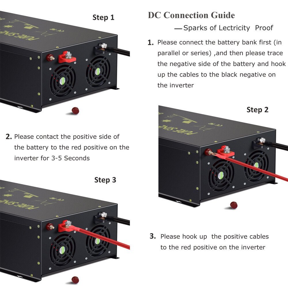 48V to 120V 220V Inverter 6000W Pure Sine Wave DC AC Power Generator RV Car Home
