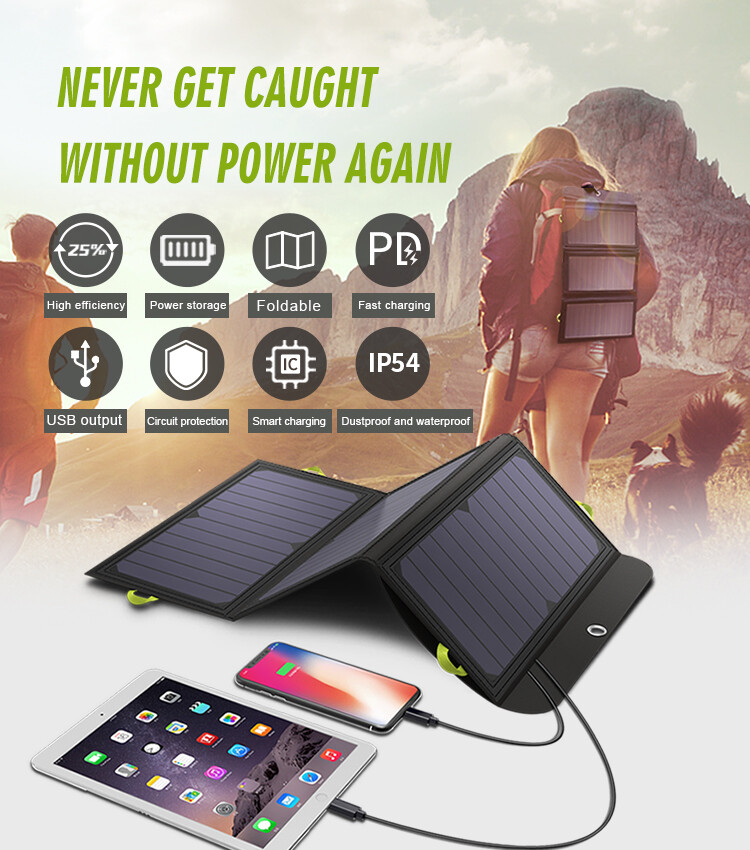 ALLPOWERS Solar Panel 5V 21W Portable Solar Charger USB Output For Camping Hike
