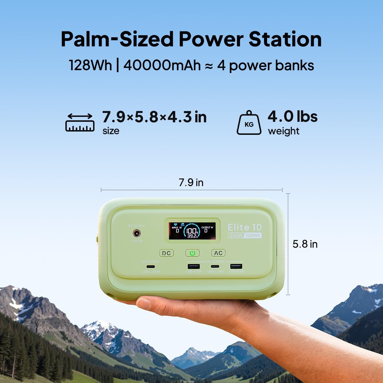 BLUETTI Elite 10 200W 128Wh Portable Power Station+160W Solar Panel for Camping
