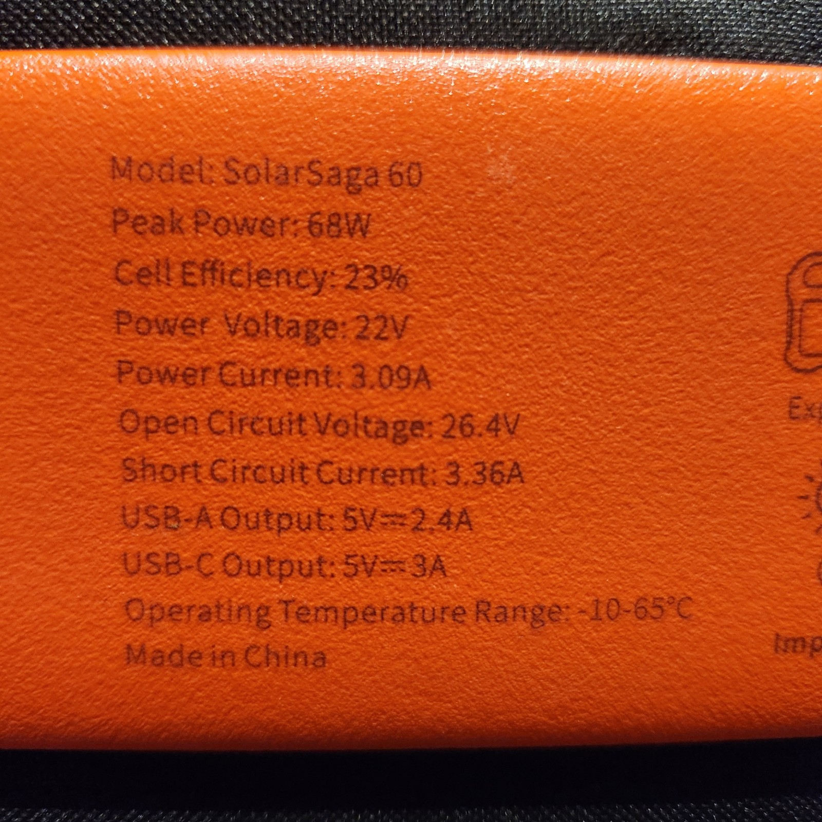 JACKERY SolarSaga 60 Power Output 68W/ 19V Portable Solar Panel JSS-60B 21×34″