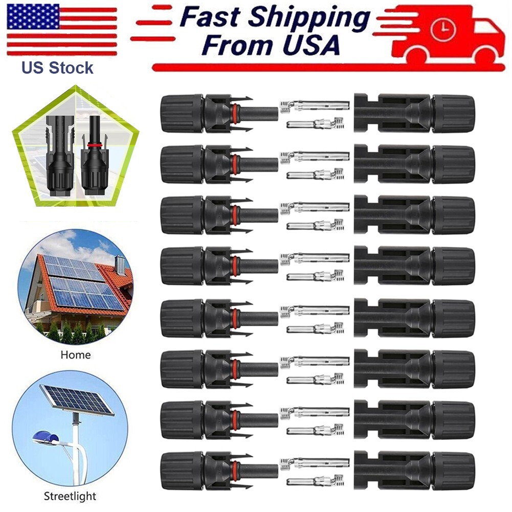 10/20/50/100/200 Pairs Solar Cable Connectors Male & Female DIY For Solar Panel