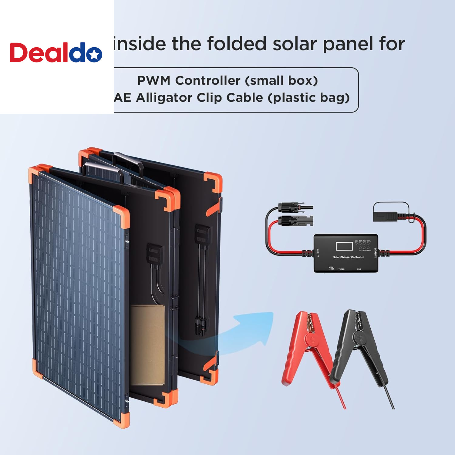 200W Portable Solar Panel (Tempered Glass),Heavy-Duty Foldable Mono Solar Charge