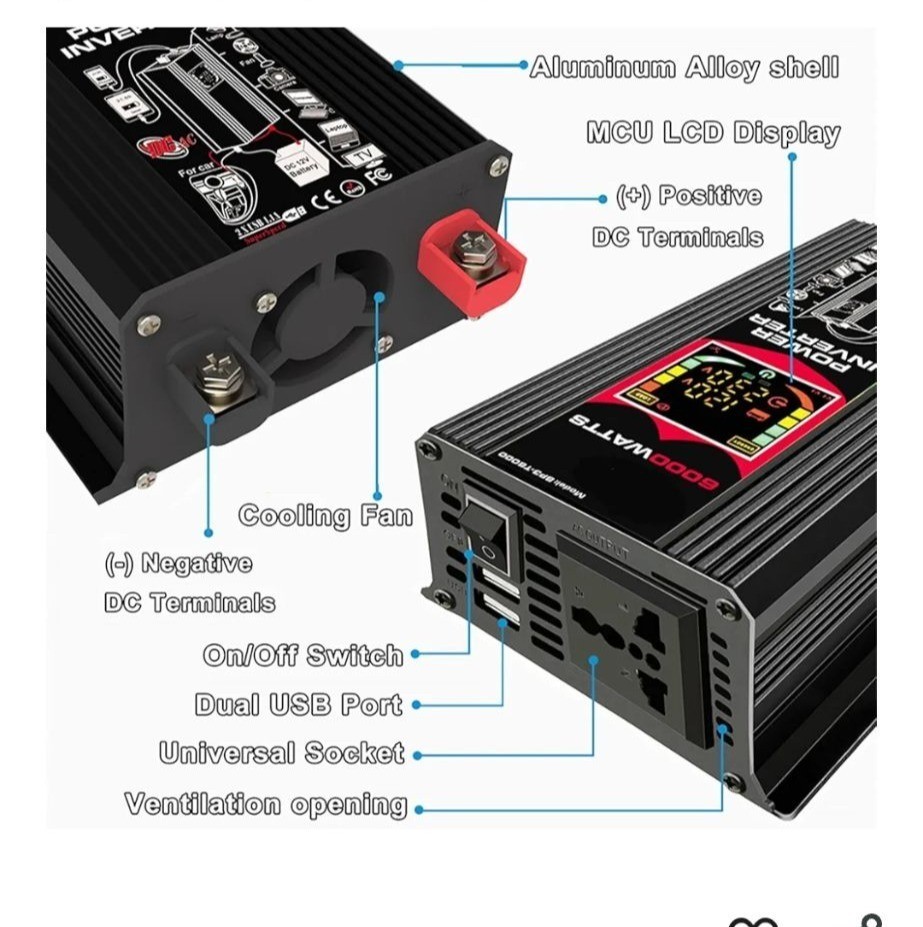 Solar Inverter Kit 18W Solar Panel 6000W Car Power Inverter LCD 30A Solar Charge