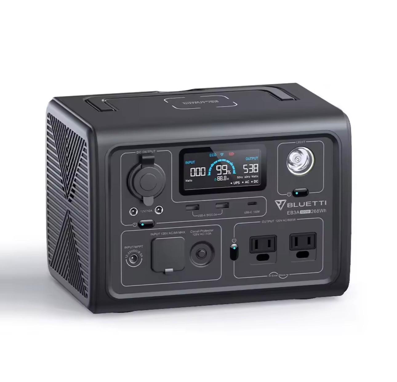 Bluetti EB3A 600W 268Wh Power Station – Gray