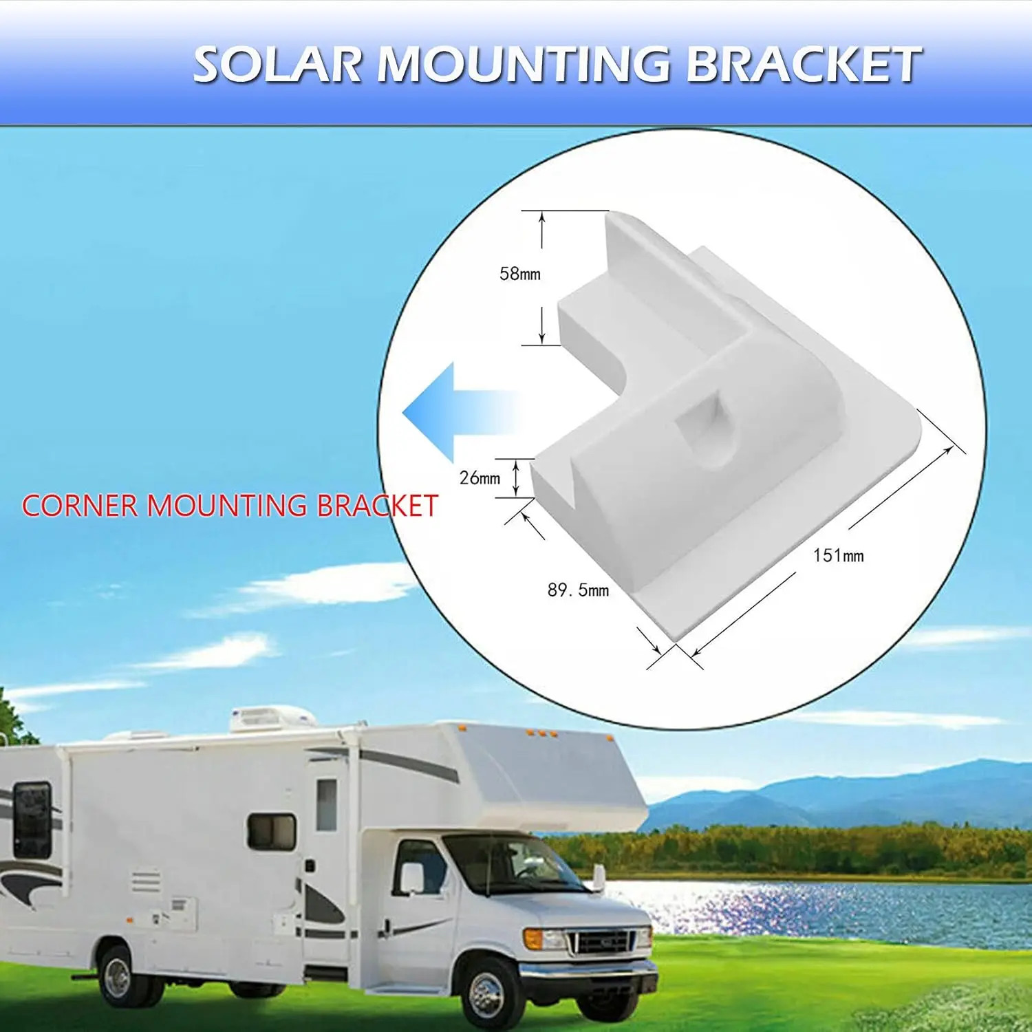 Solar Panel ABS Plastic Mounting Bracket with 5 Non Drilling Corner Kits, RV Mar