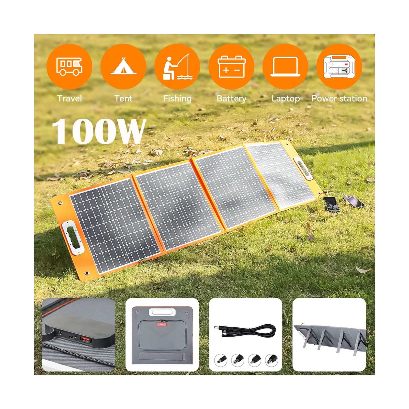 Foldable Solar Panel, FF FLASHFISH 18V/100W Portable Solar Charger Charge for…