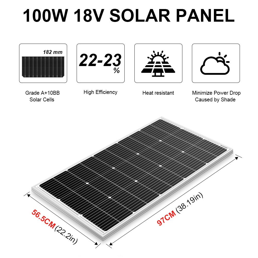 Dokio 100w 200w 400w 12v Mono Solar Panel for Home/RV/Boat/Battery/Power Station