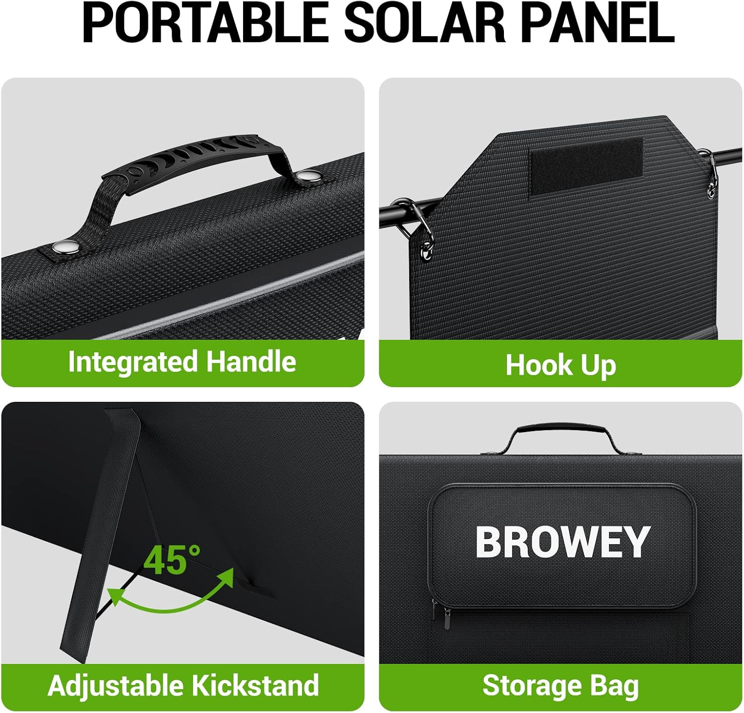BROWEY 120W Foldable Solar Panel plus Multi Charging Cord