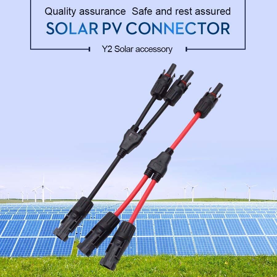 Y Branch Solar Panel Connector Cable 30A 1 to2 Parallel Adapter Waterproof US