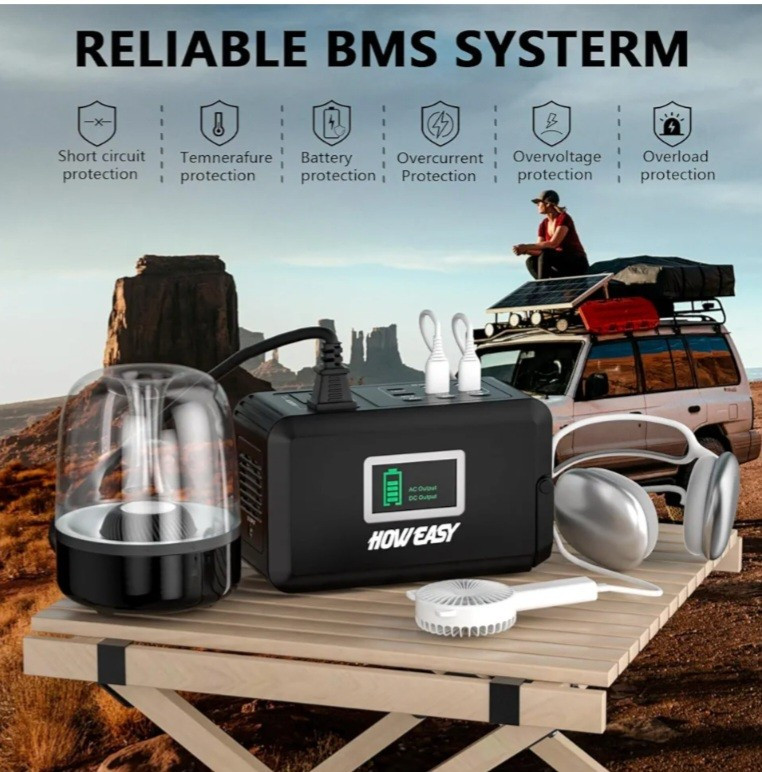 HOWEASY Portable Power Station for Home Camping Emergency Backup, 24000mAh Solar