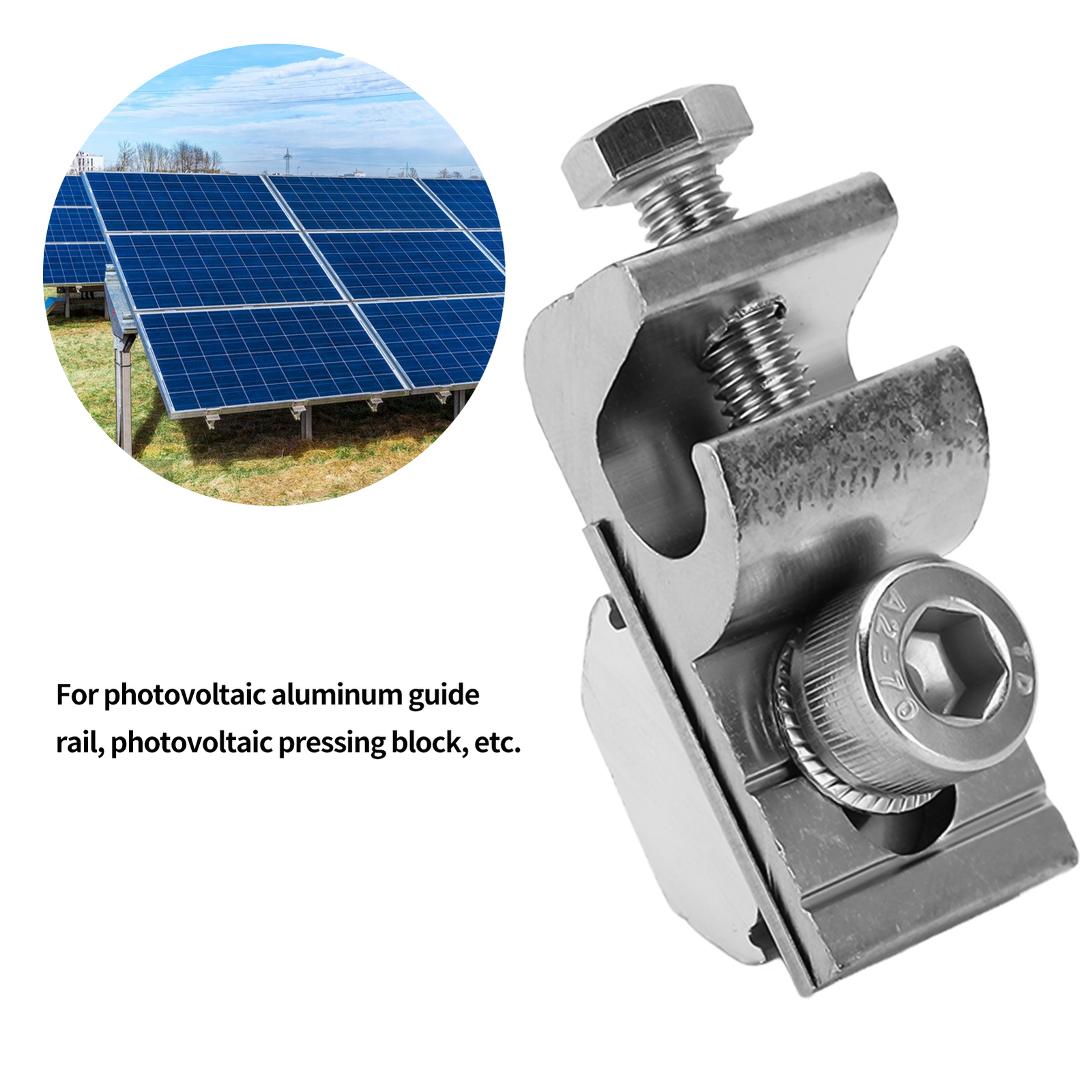 10Pcs Solar Panel Ground Clamp Aluminum Alloy M6 Lug PV Cable Coupling For Wire