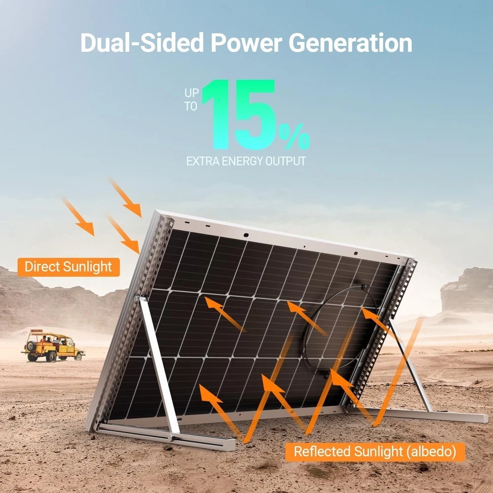 Bifacial 100 Watt 12V Solar Panel, 9BB Monocrystalline Solar Panels with 25% …