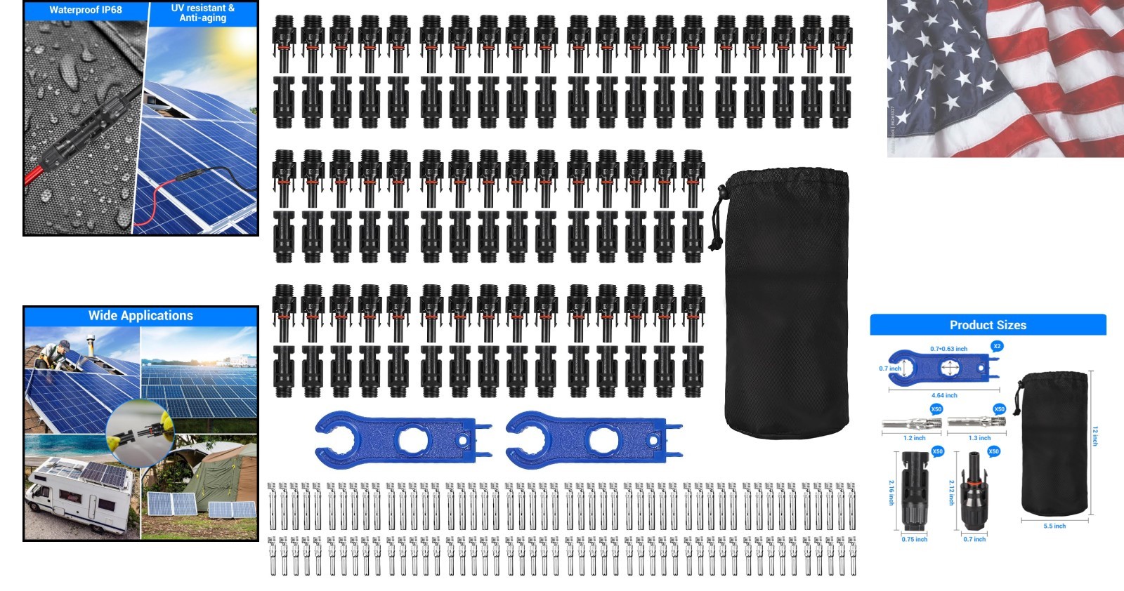 50 Pairs Solar Panel Kit Waterproof Solar s MC4 s 1000V 30A Solar Cable s wi…